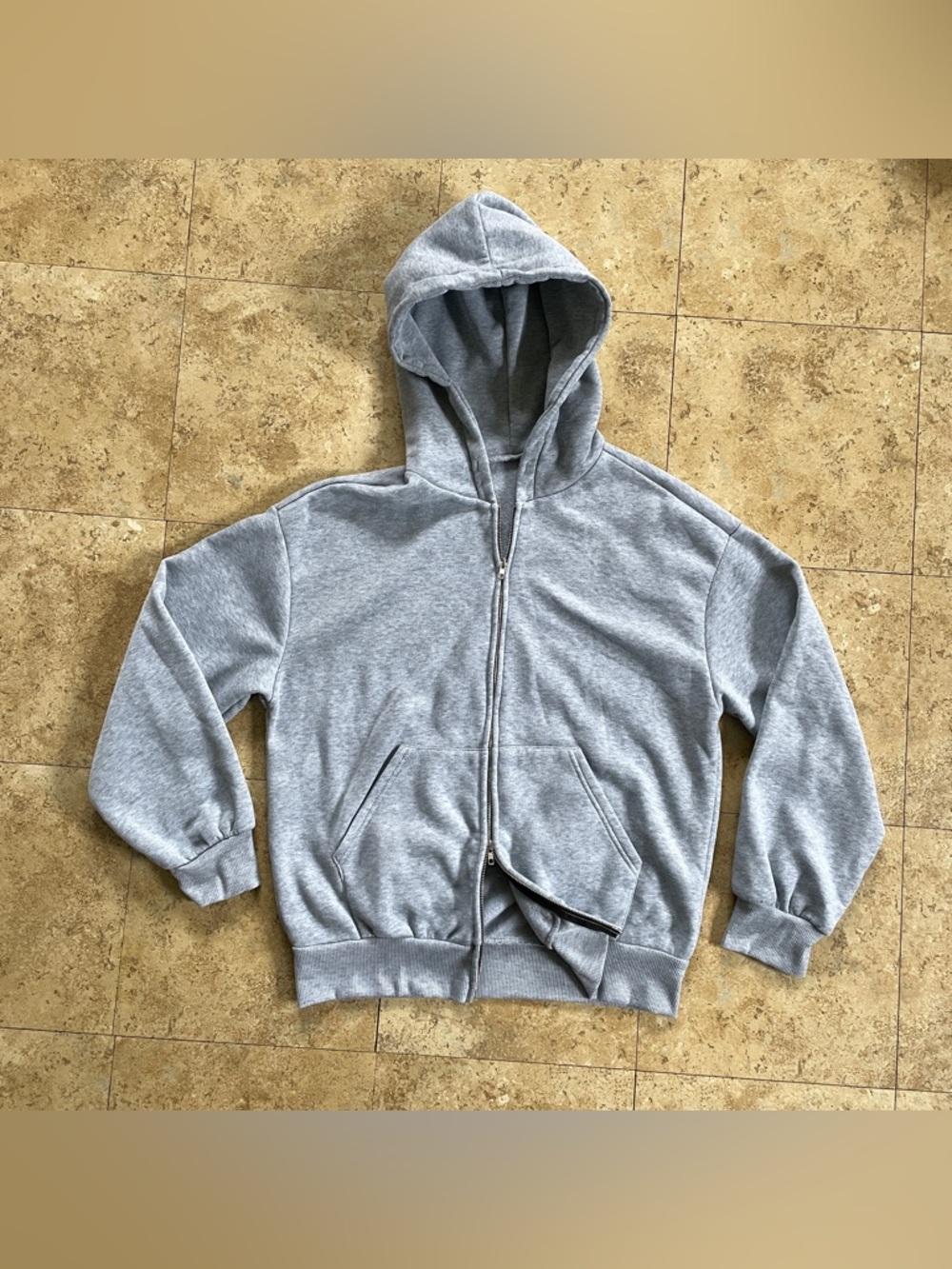 Grey double zipper hoodie